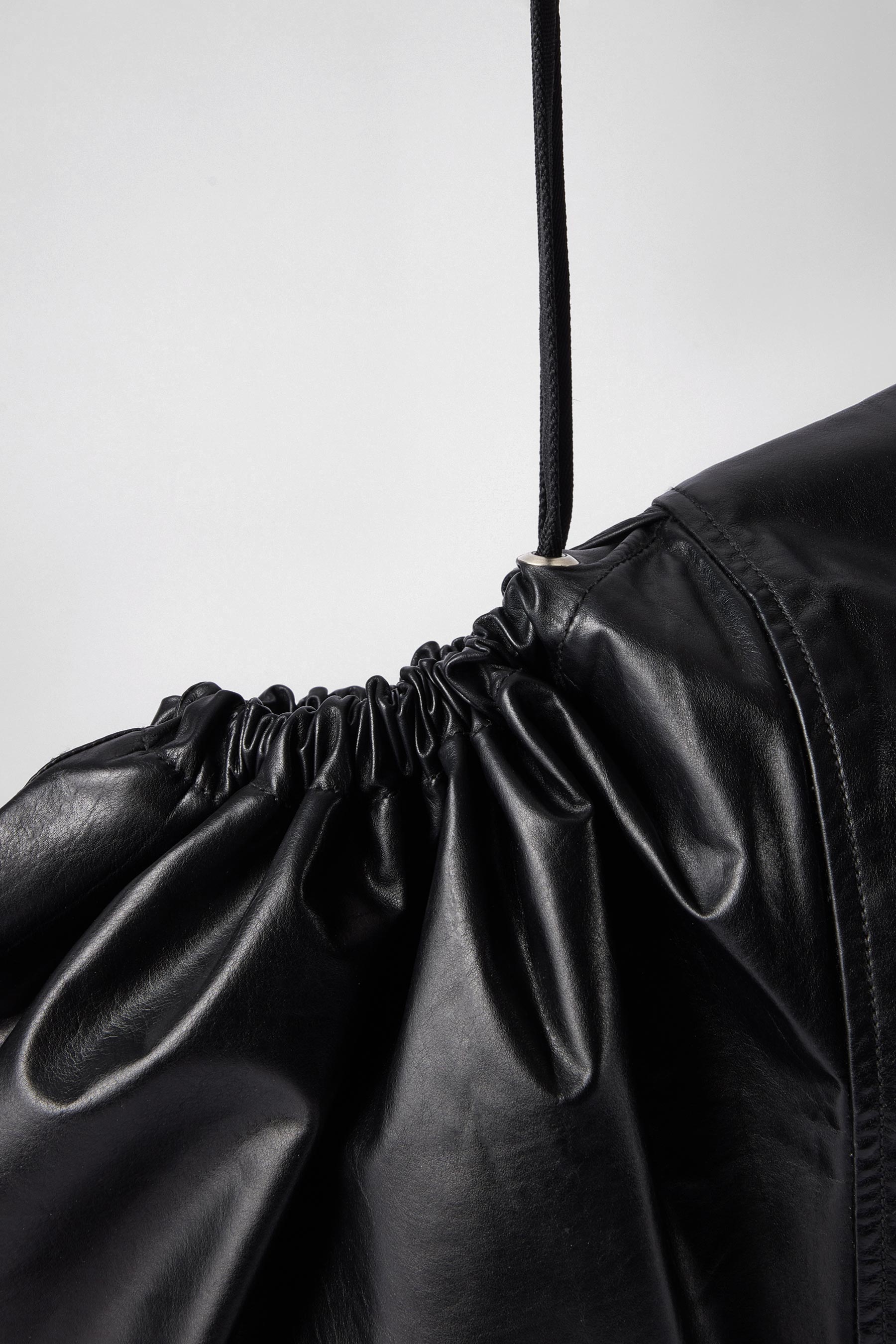 Black Calf Leather Balaclava
