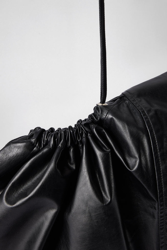 Black Calf Leather Balaclava