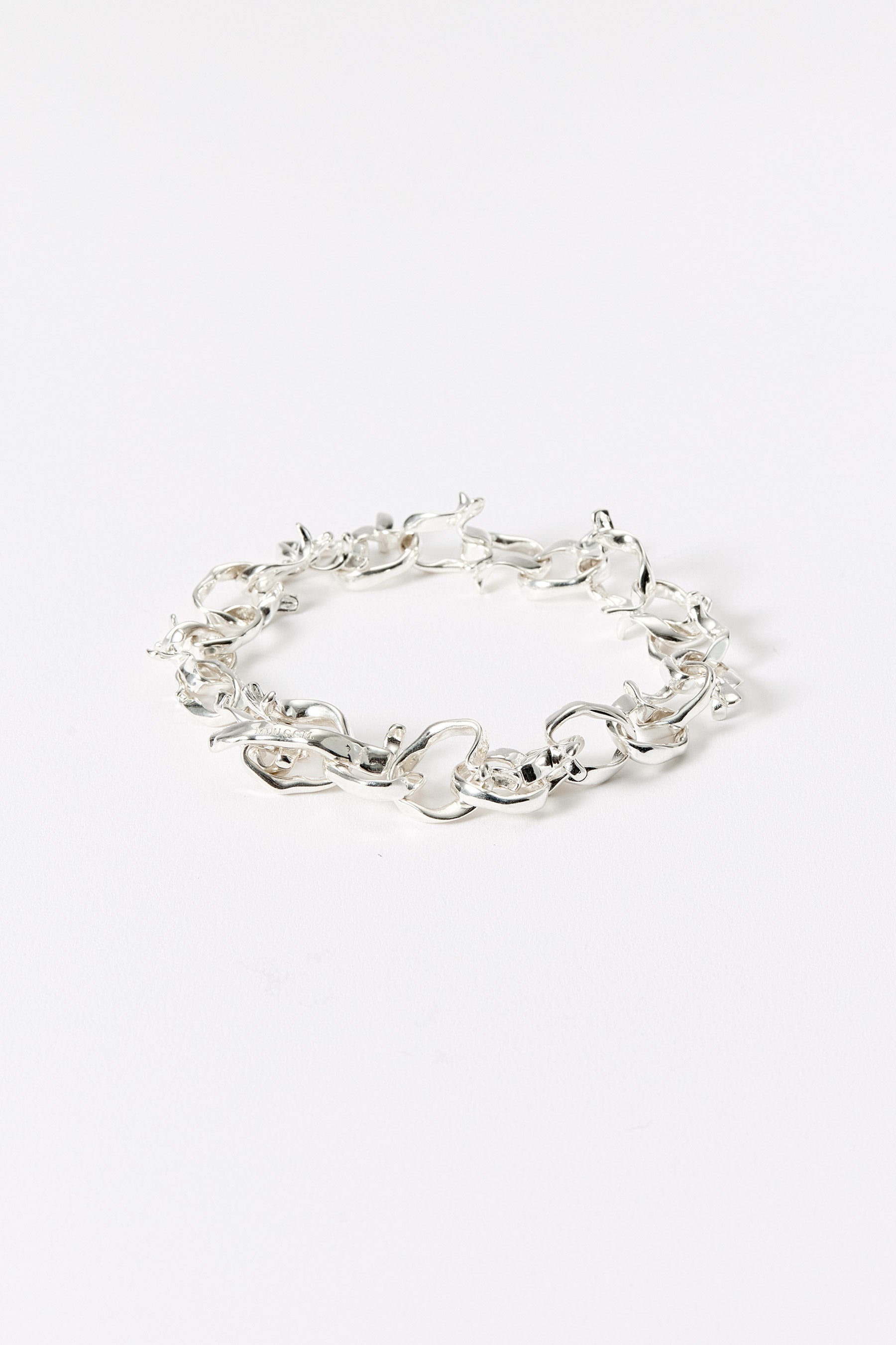 Hammer-crafted Silver Link Bracelet, Large
