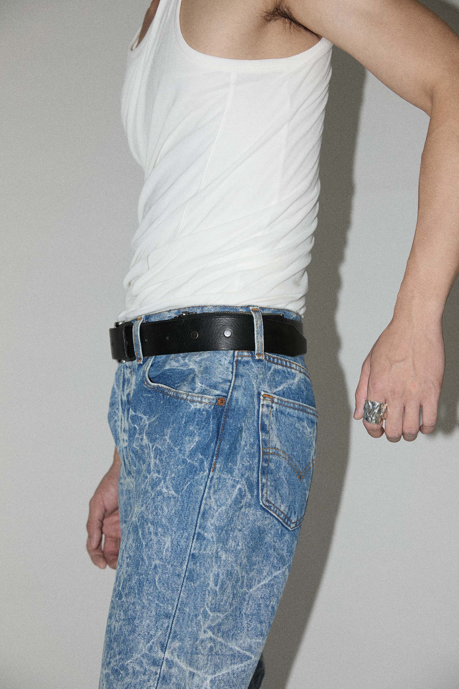 Black Calf Leather Coins-belt