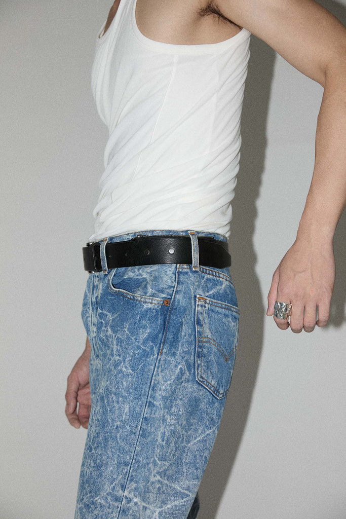 Black Calf Leather Coins-belt