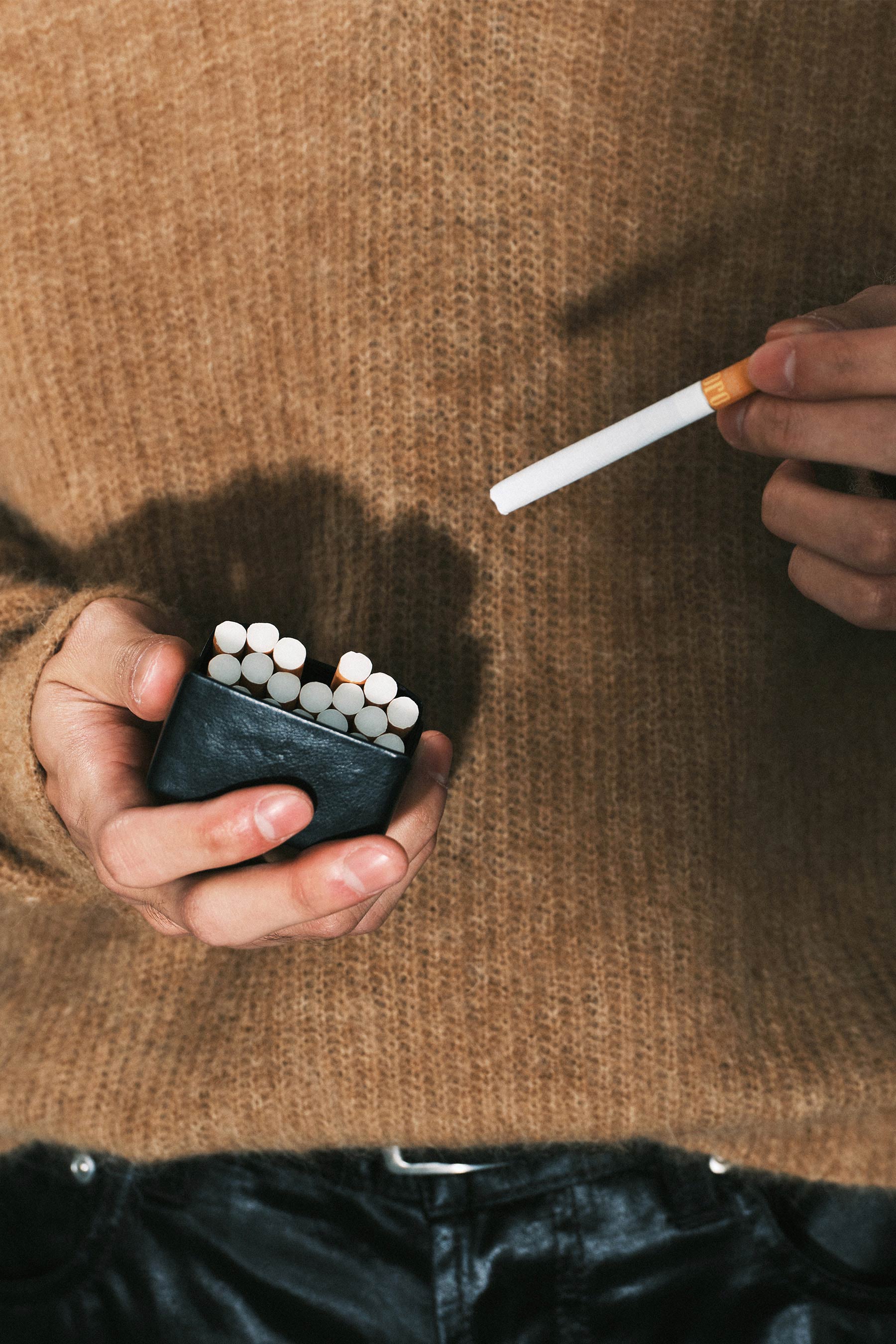 Black Calf Leather Cigarette Case