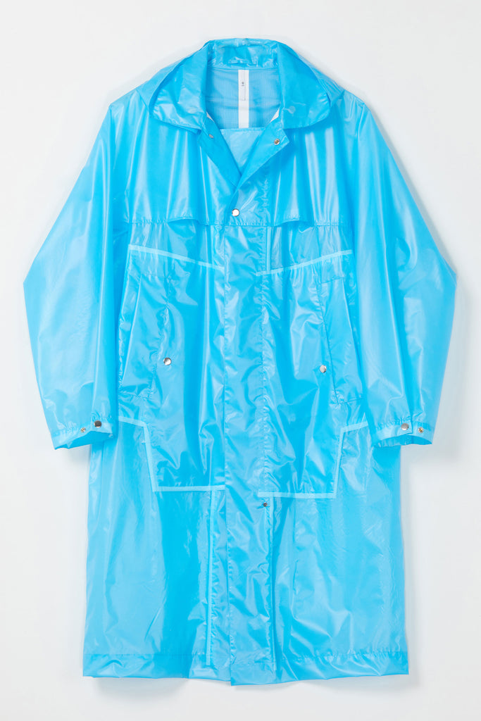 Blue Luminescent Waterproof Rectangle Oversized Coat