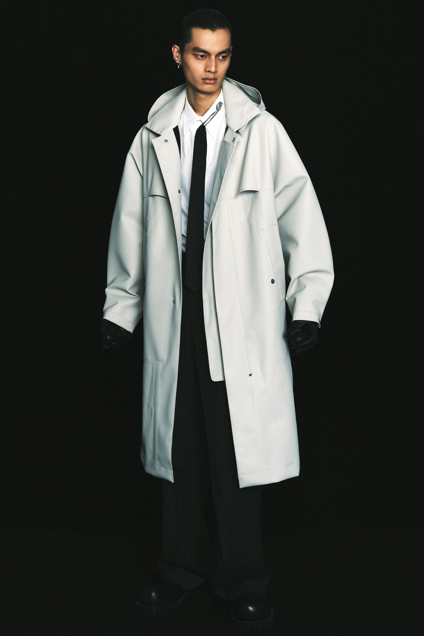Light Grey Waterproof Rectangle Oversized Coat