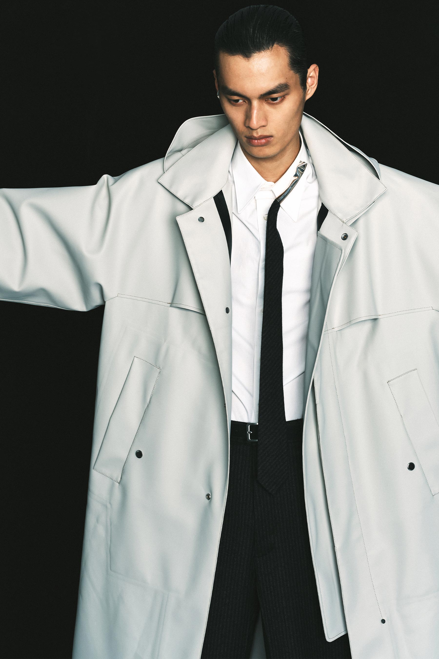 Light Grey Waterproof Rectangle Oversized Coat