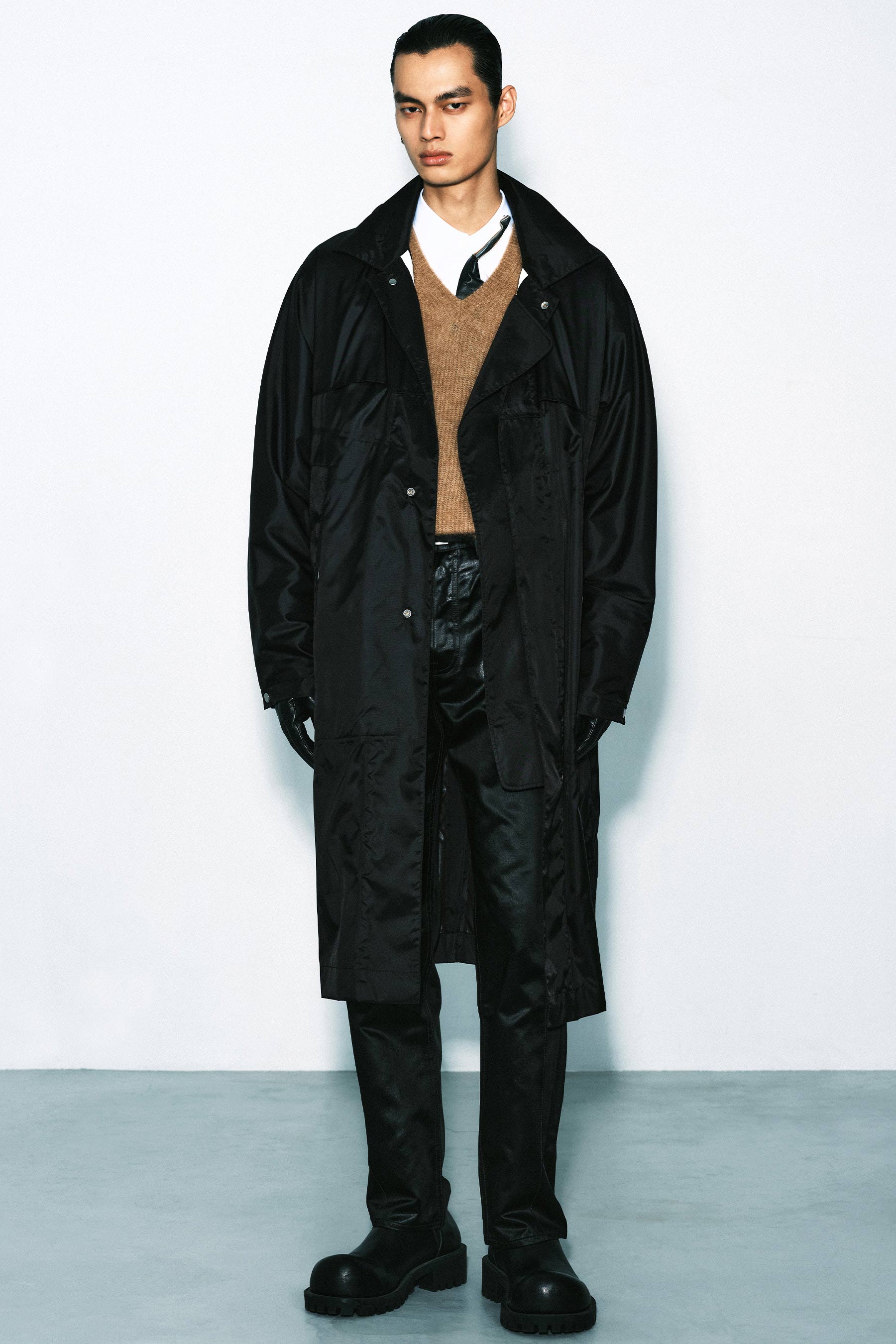 Black Waterproof Rectangle Oversized Coat