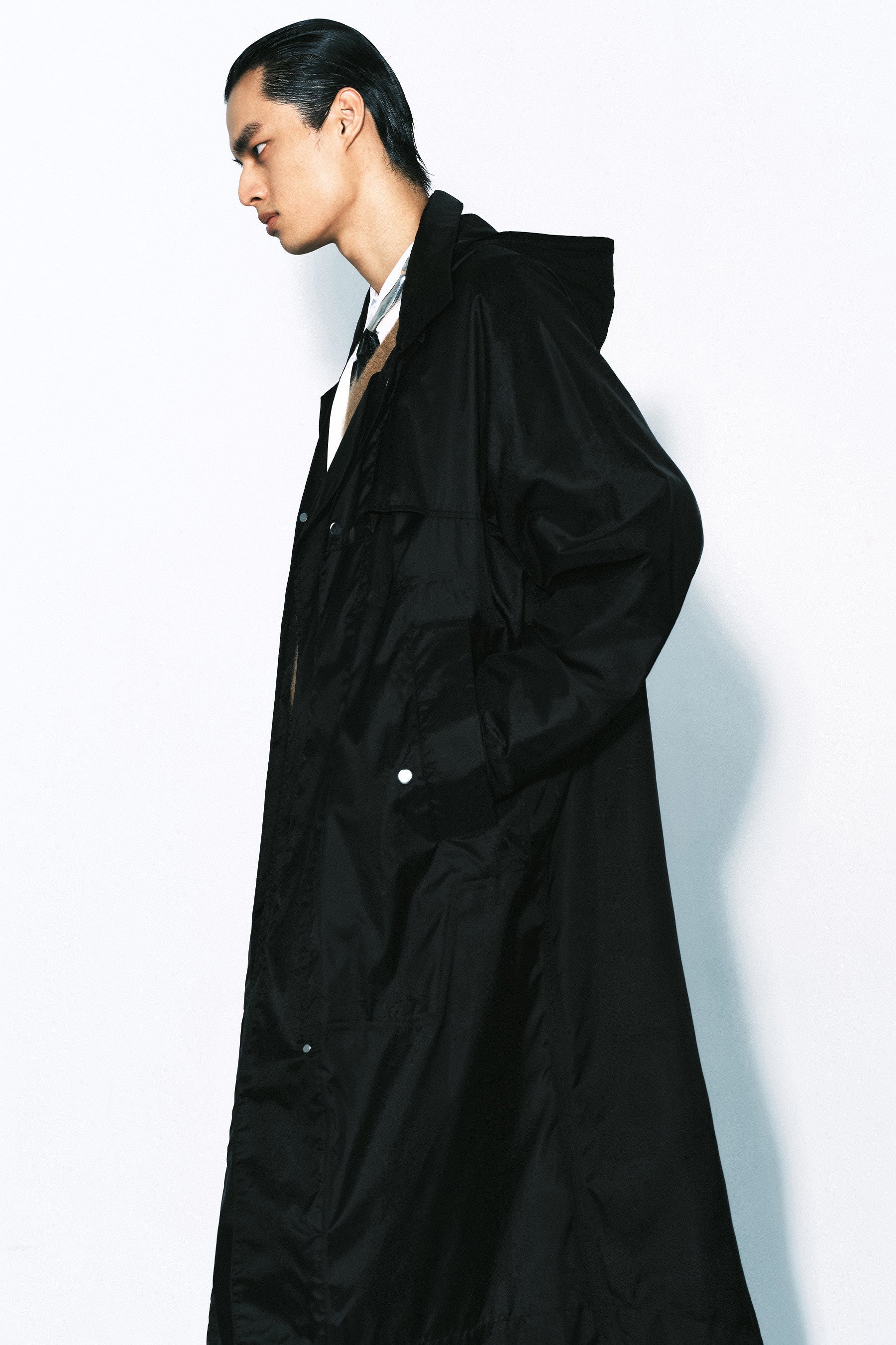 Black Waterproof Rectangle Oversized Coat