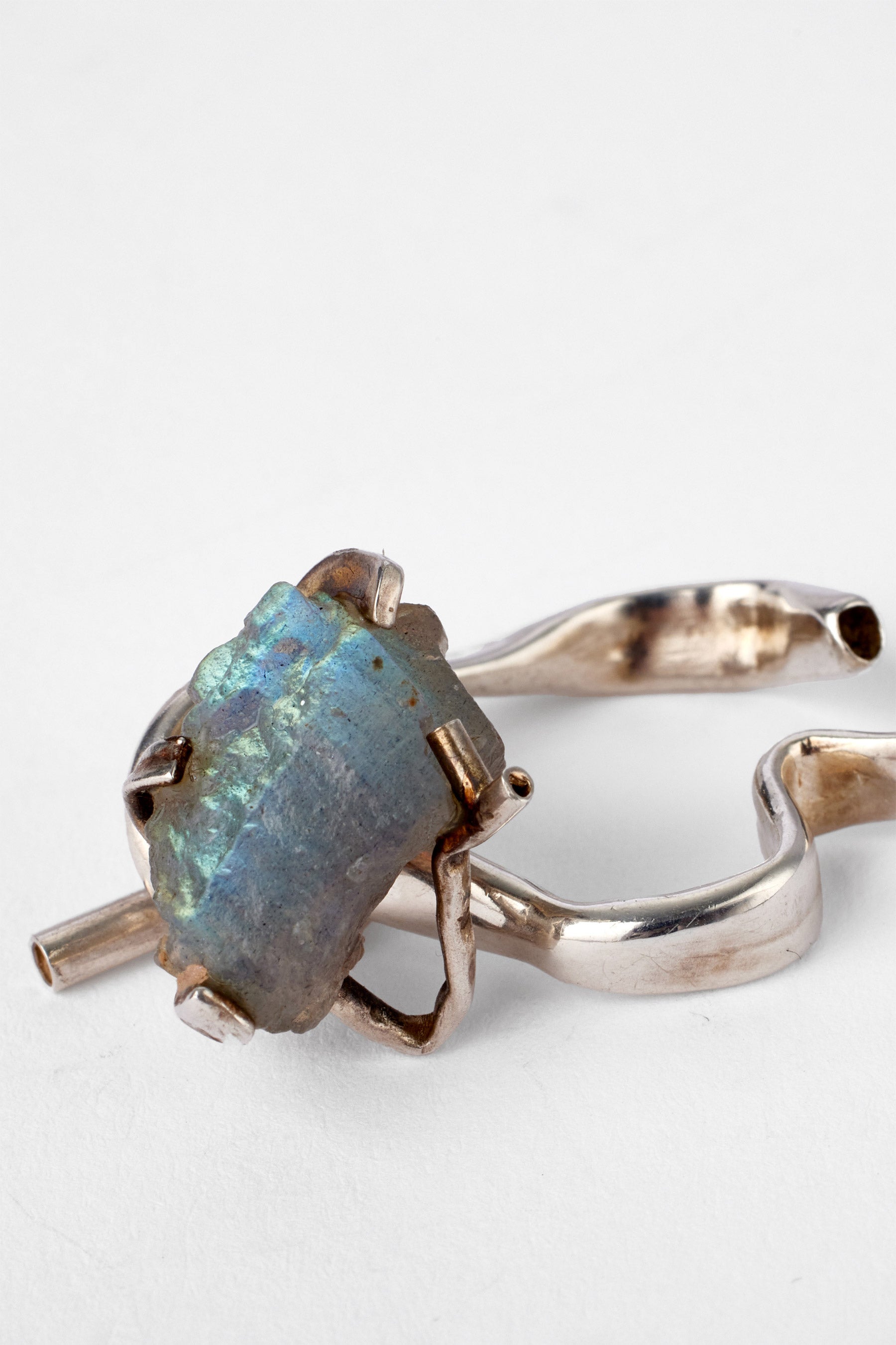 Blue Moon Stone Silver Ear Cuff