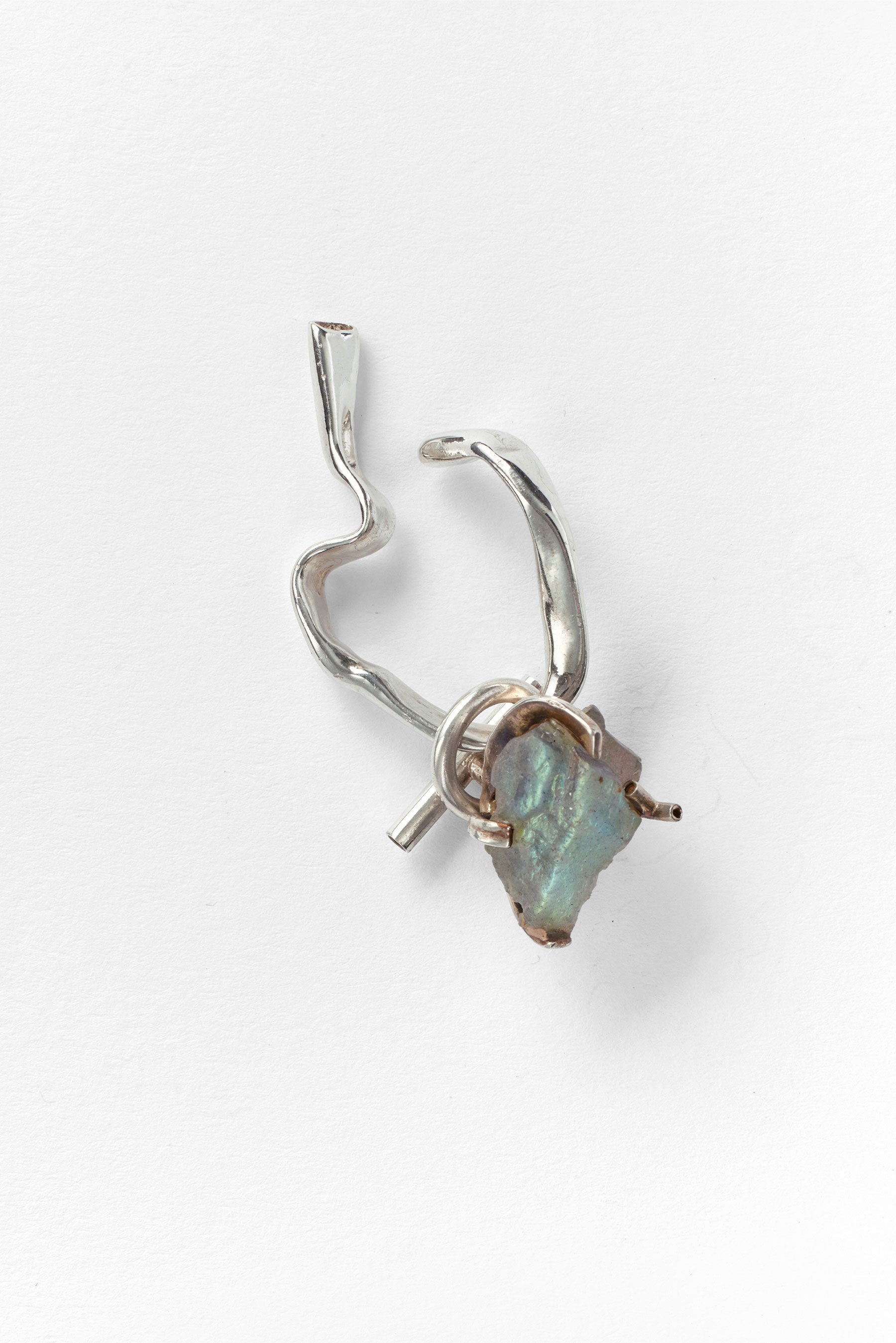 Blue Moon Stone Silver Ear Cuff