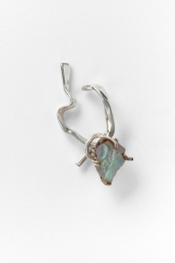 Blue Moon Stone Silver Ear Cuff