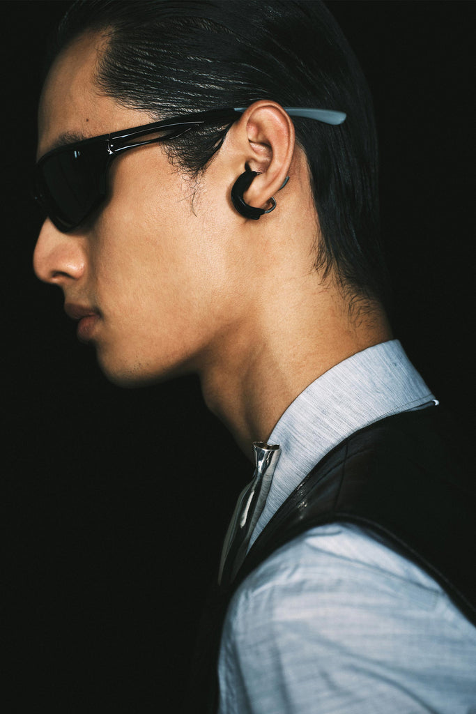 Silver Leather Ear Cuff