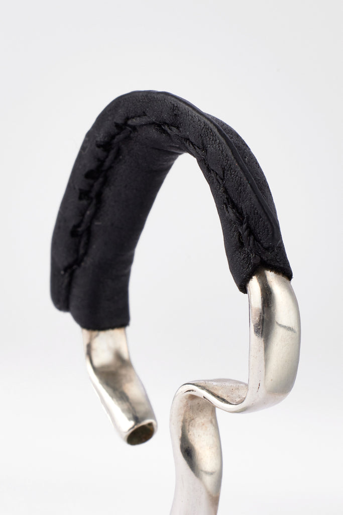 Silver Leather Ear Cuff