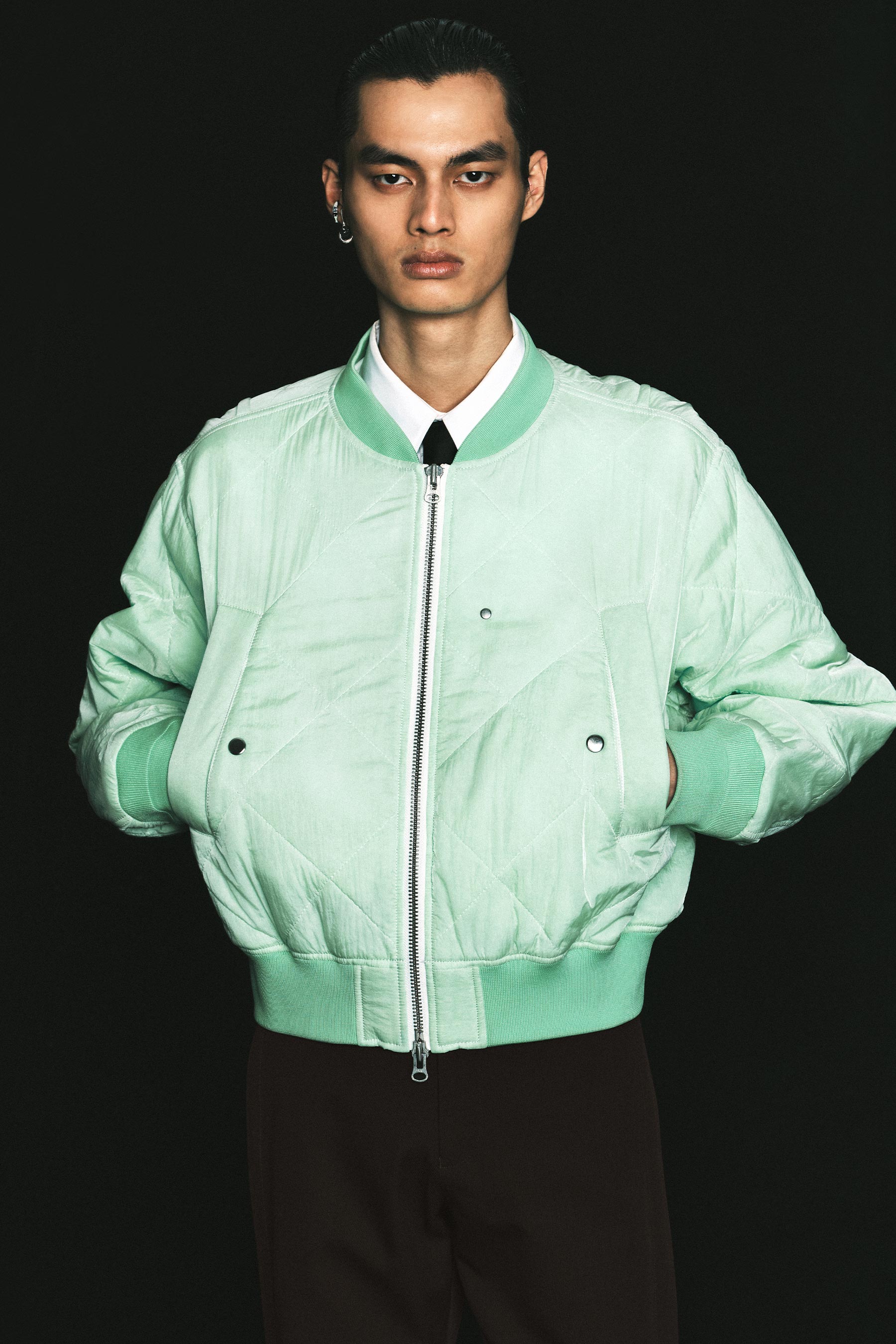 Green Padded Cropped Bulk Jacket