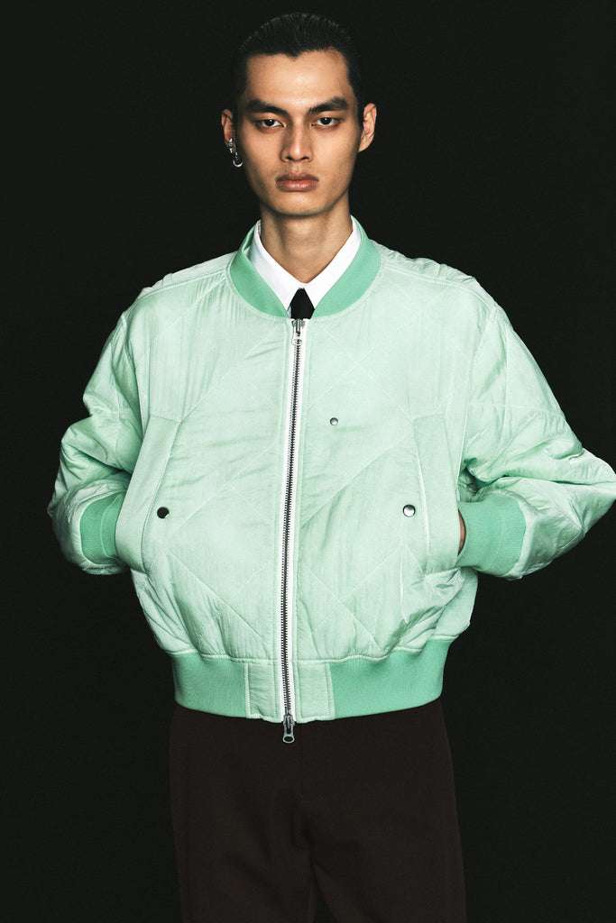 Green Padded Cropped Bulk Jacket