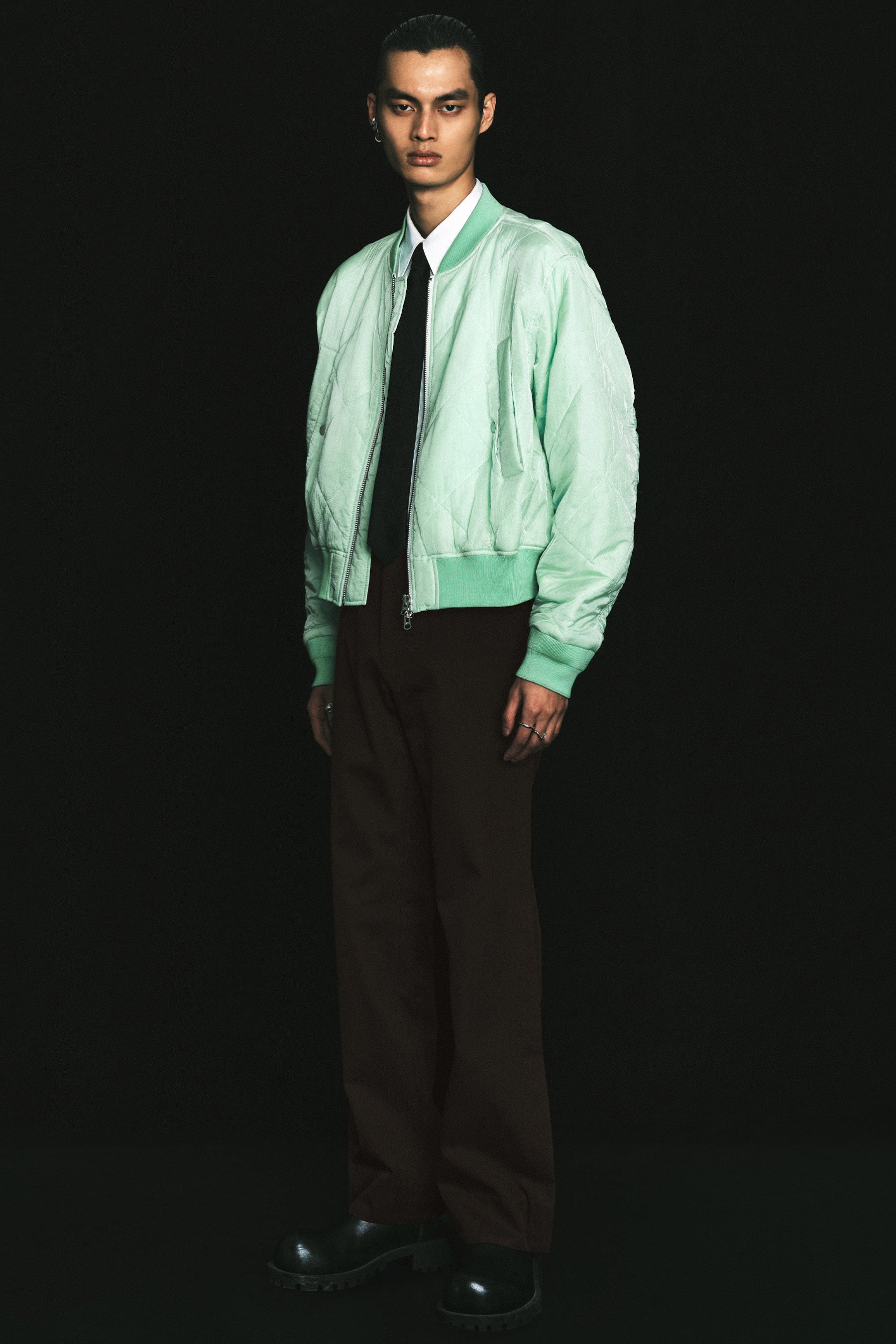 Green Padded Cropped Bulk Jacket
