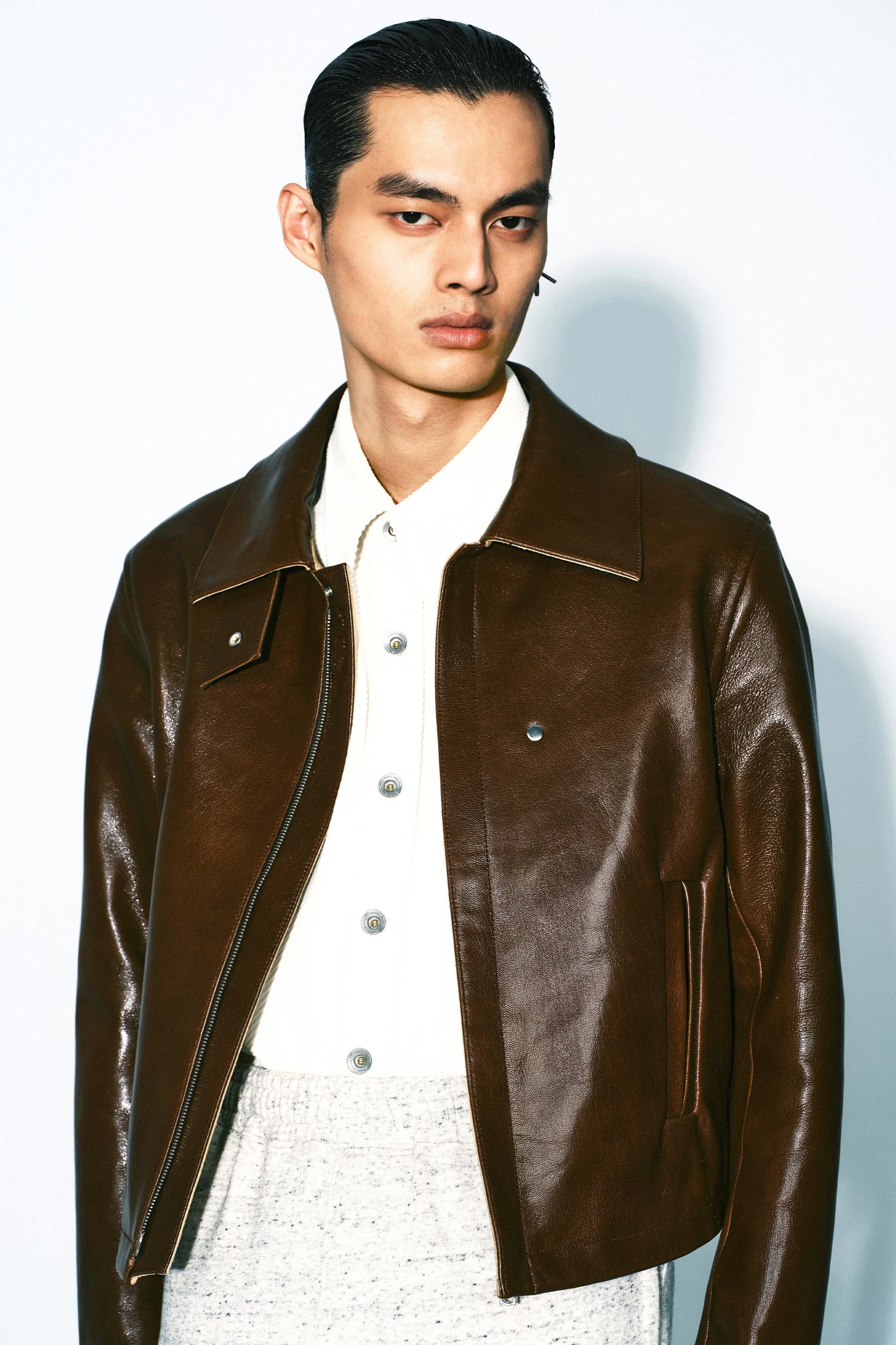 Brown 2-way Pocket Goat Leather Jacket