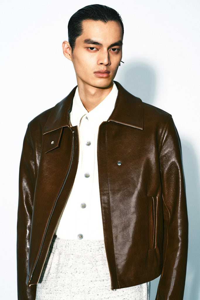 Brown 2-way Pocket Goat Leather Jacket