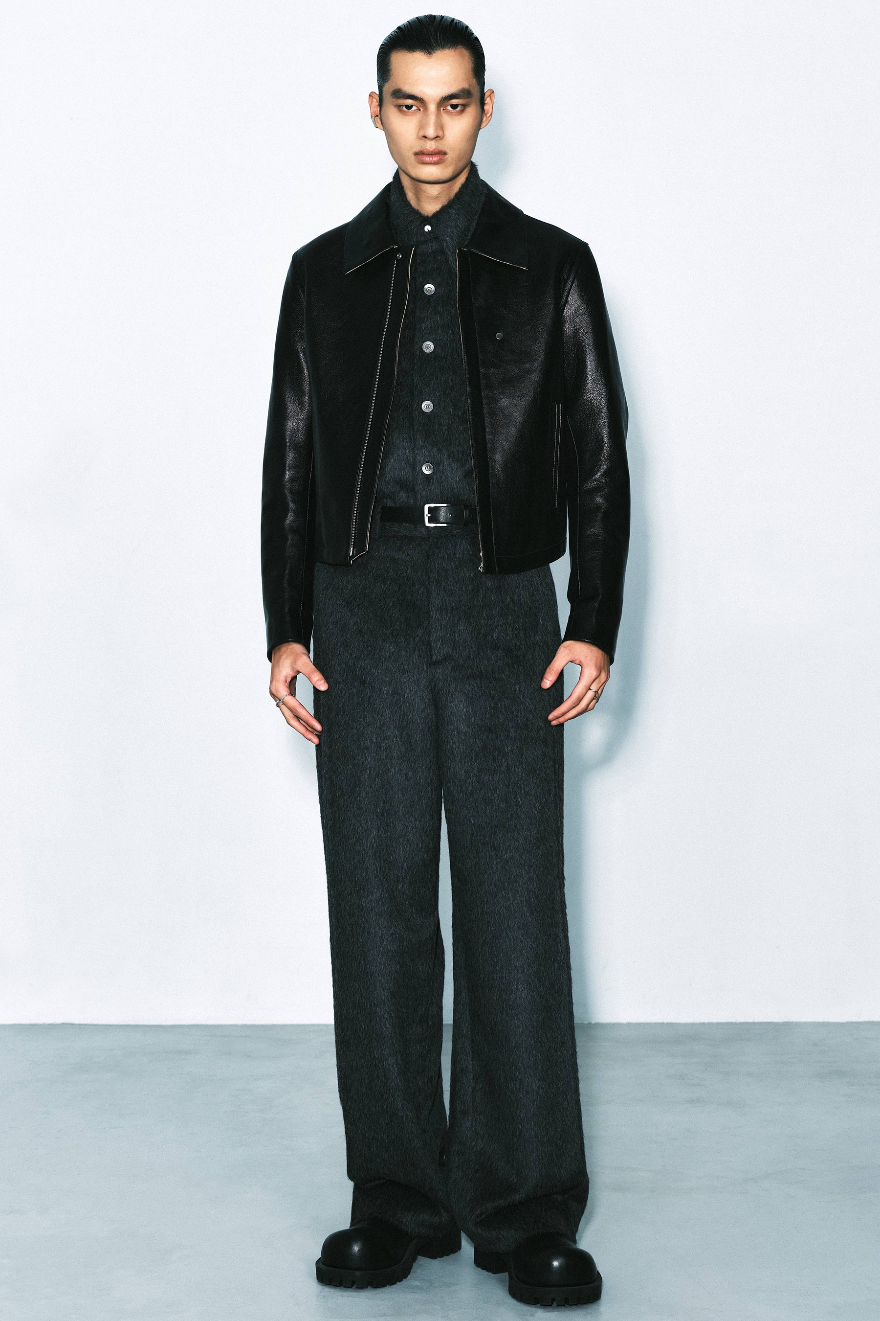 Black 2-way Pocket Goat Leather Jacket