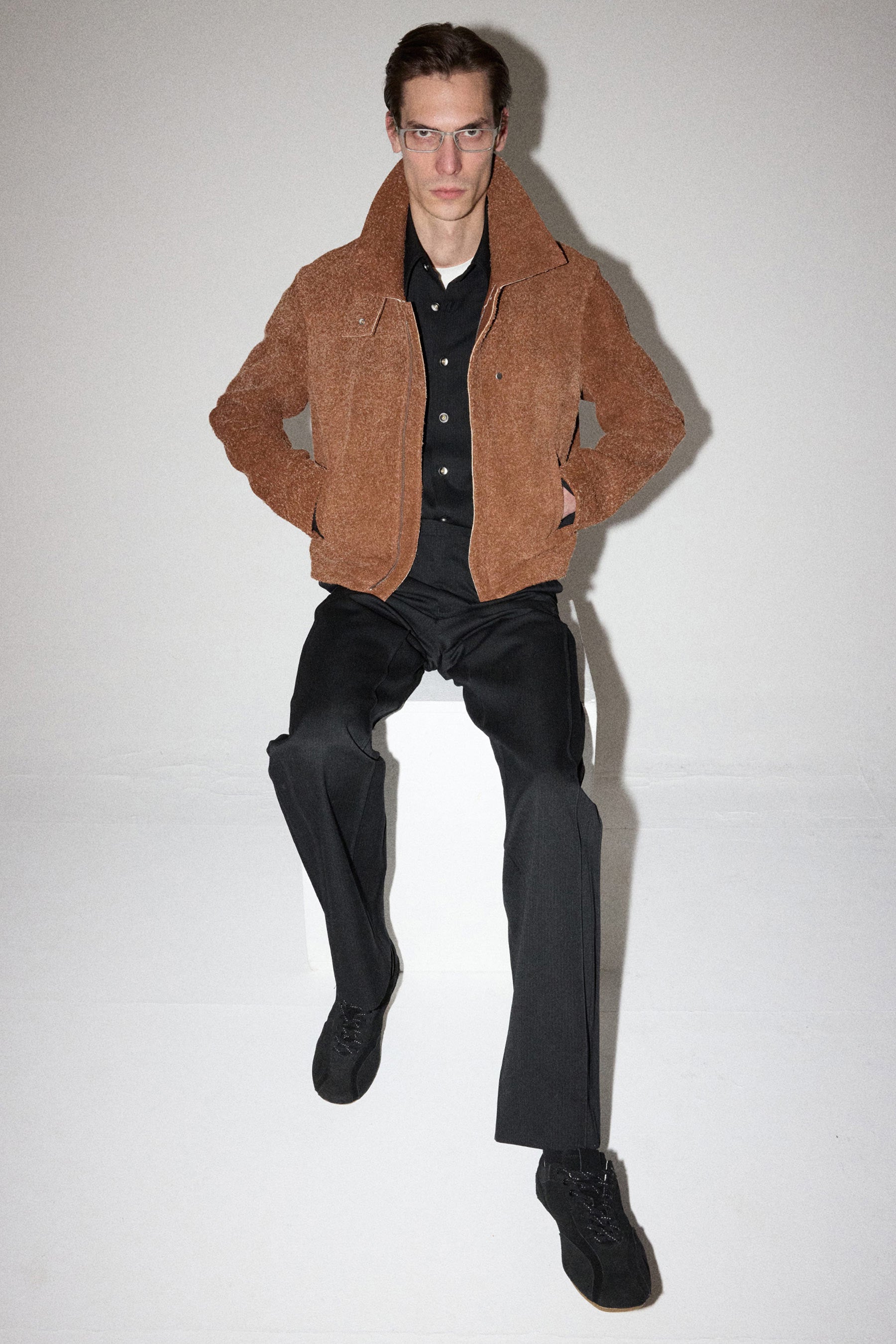 Brown Square Fury Suede Jacket