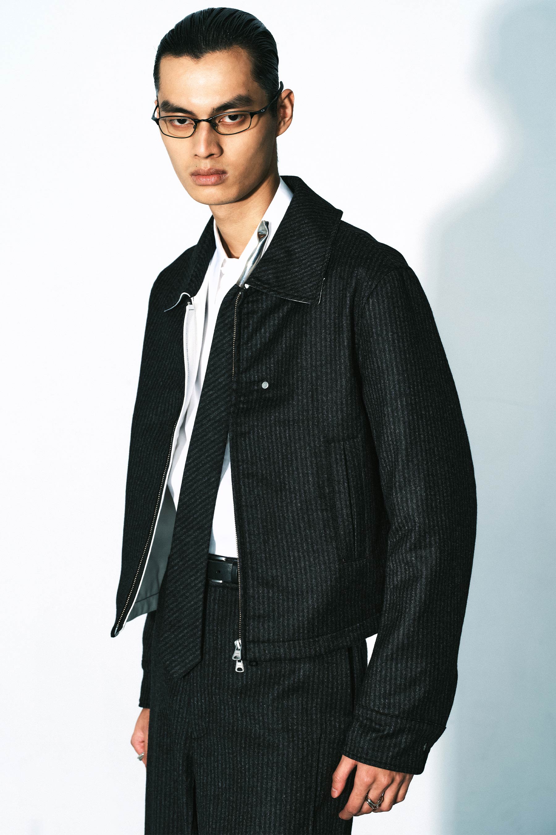 Dark Grey Stripe 2-way Pocket Jacket