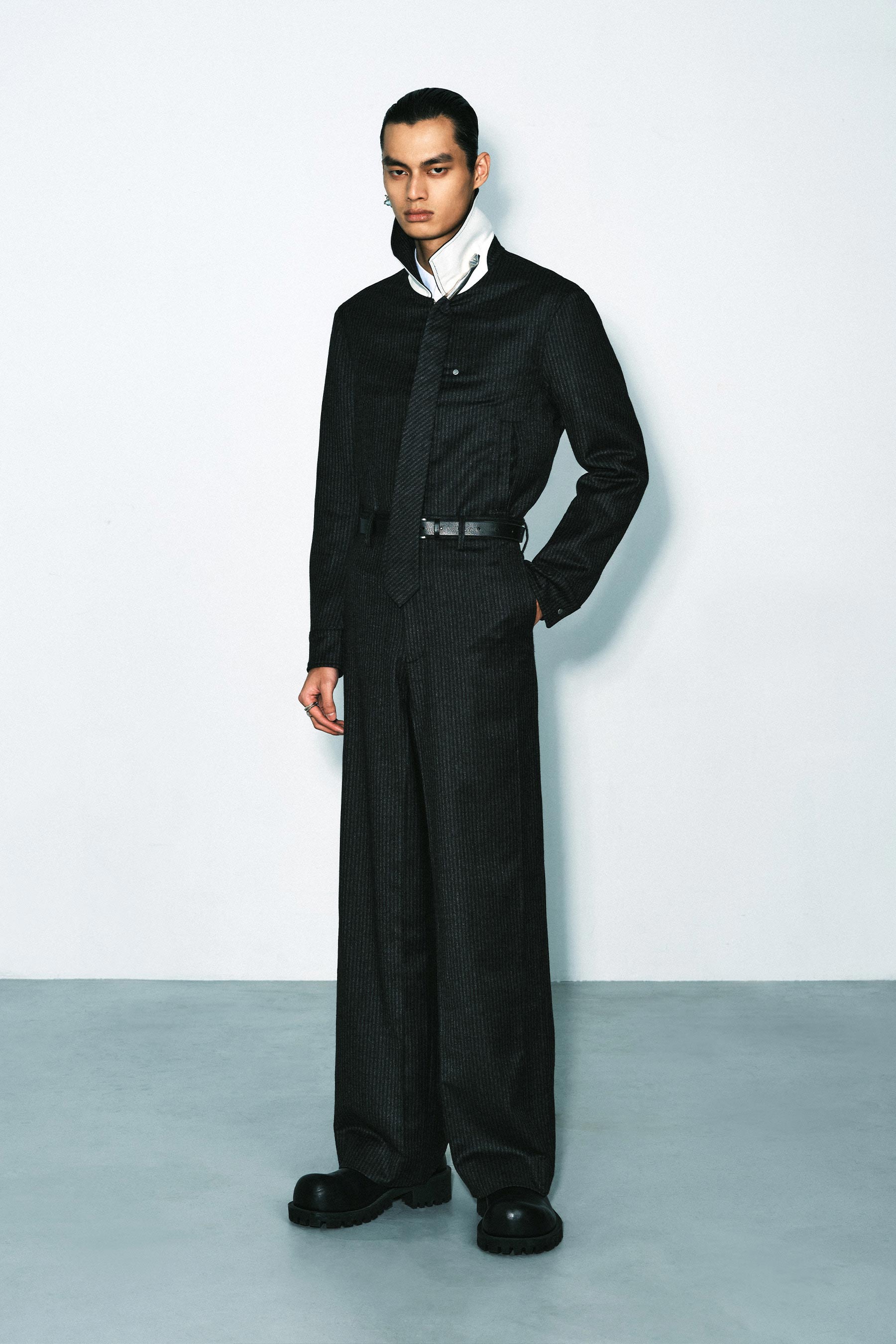 Dark Grey Stripe 2-way Pocket Jacket