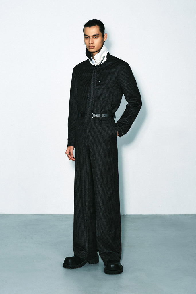 Dark Grey Stripe 2-way Pocket Jacket
