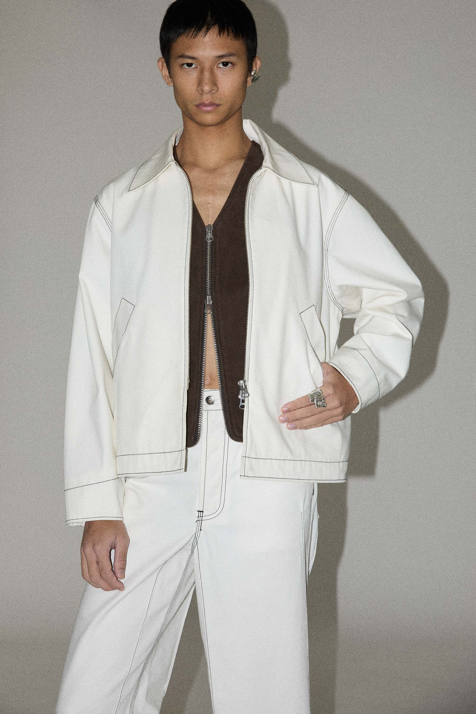 White 2-way Pocket Square Jacket