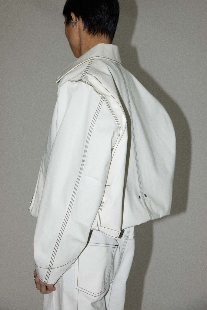 White 2-way Pocket Square Jacket