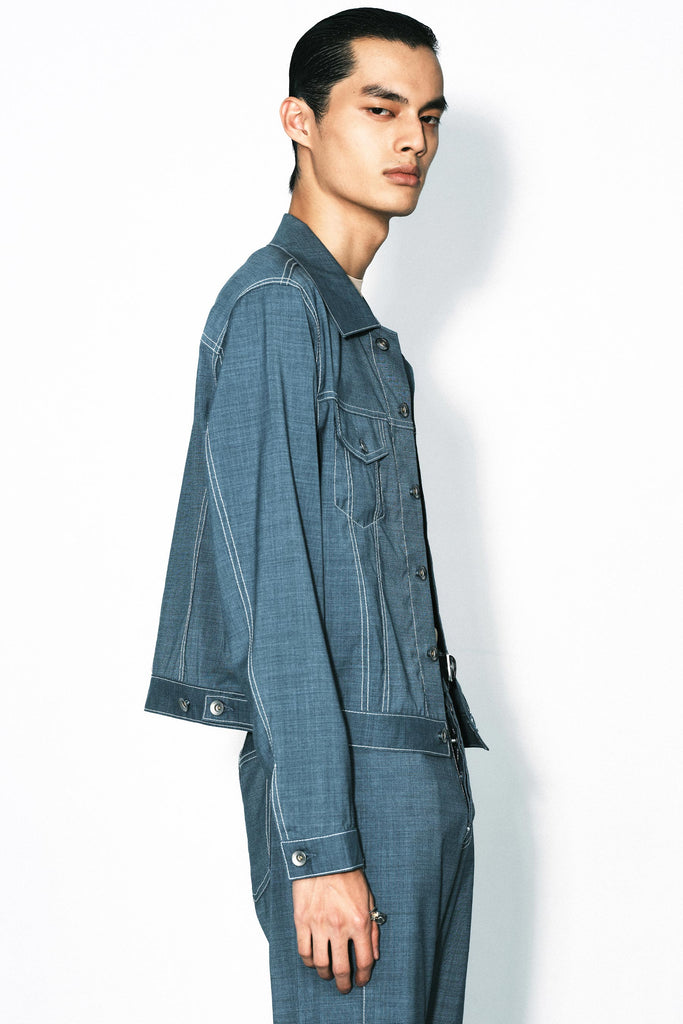Blue Wool Trucker Jacket