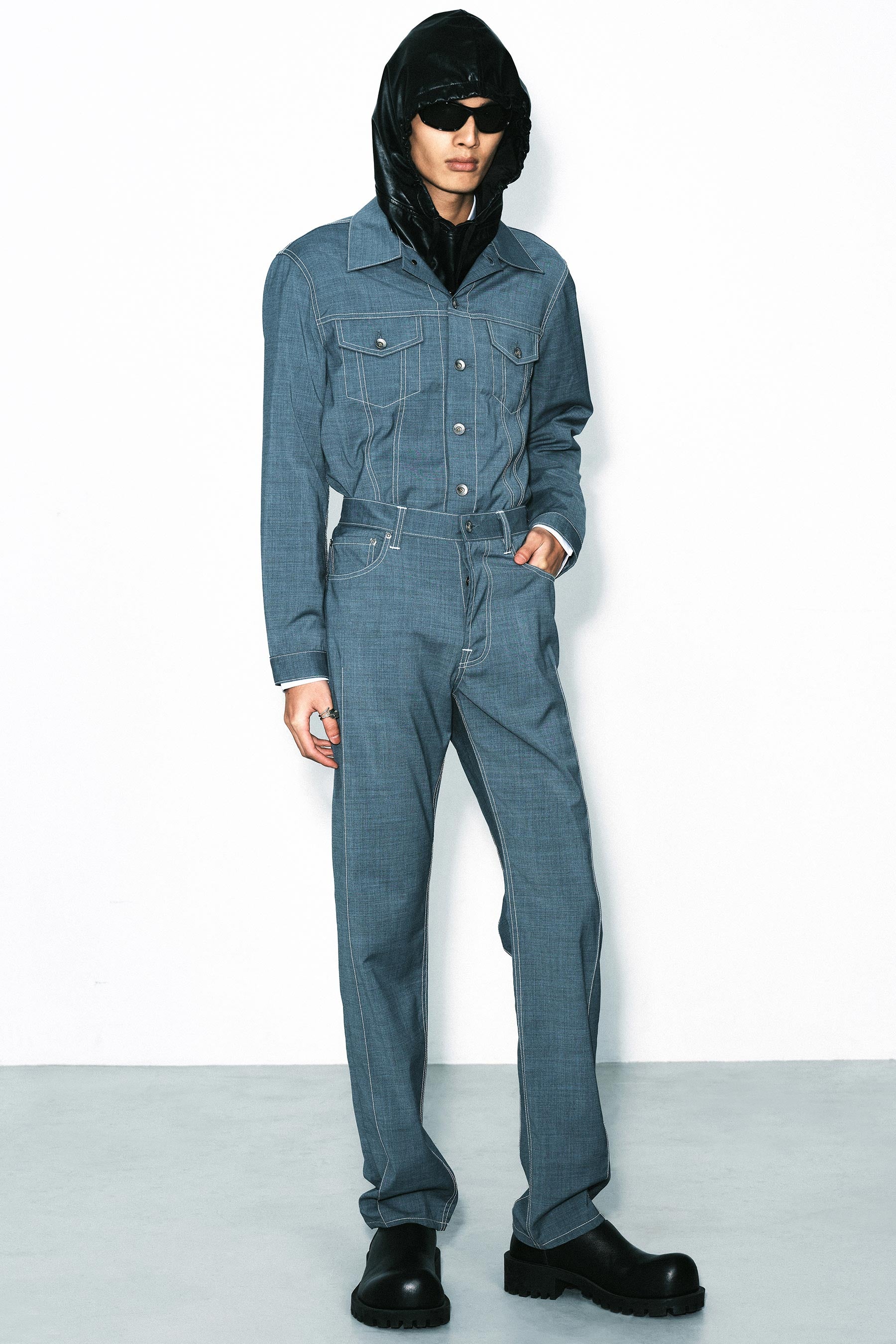 Blue Wool Trucker Jacket