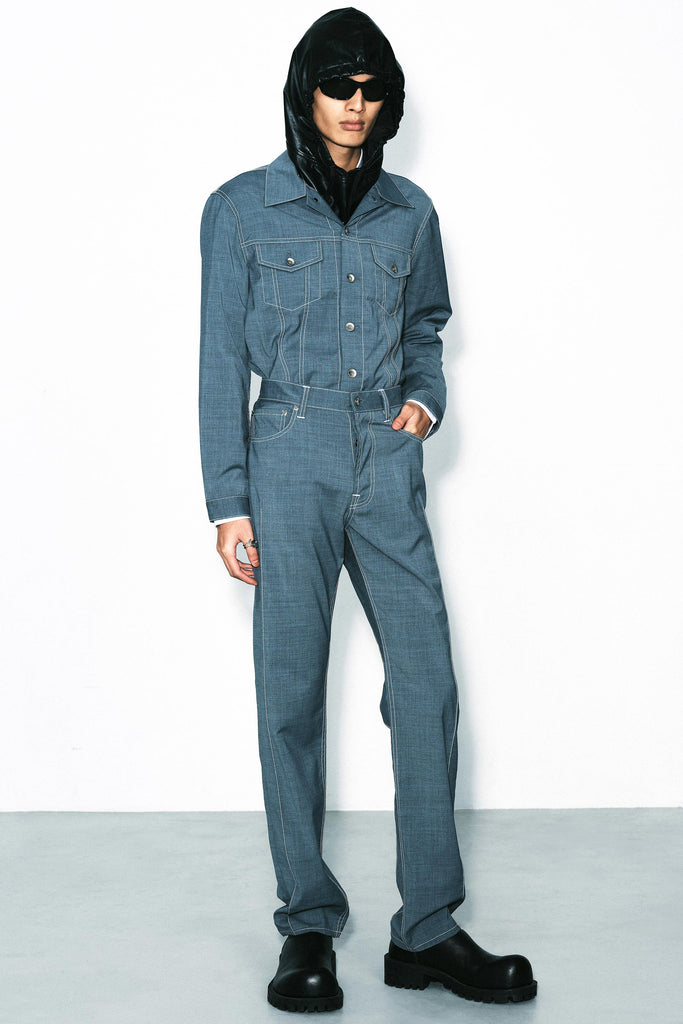 Blue Wool Trucker Jacket