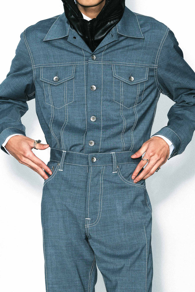 Blue Wool Trucker Jacket
