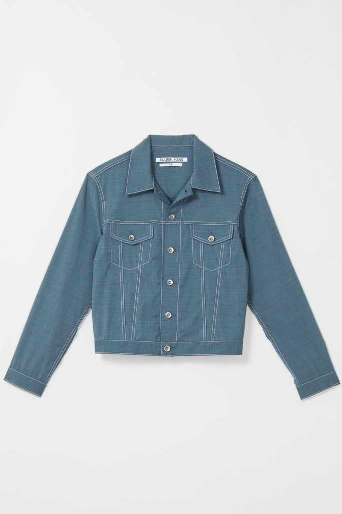 Blue Wool Trucker Jacket