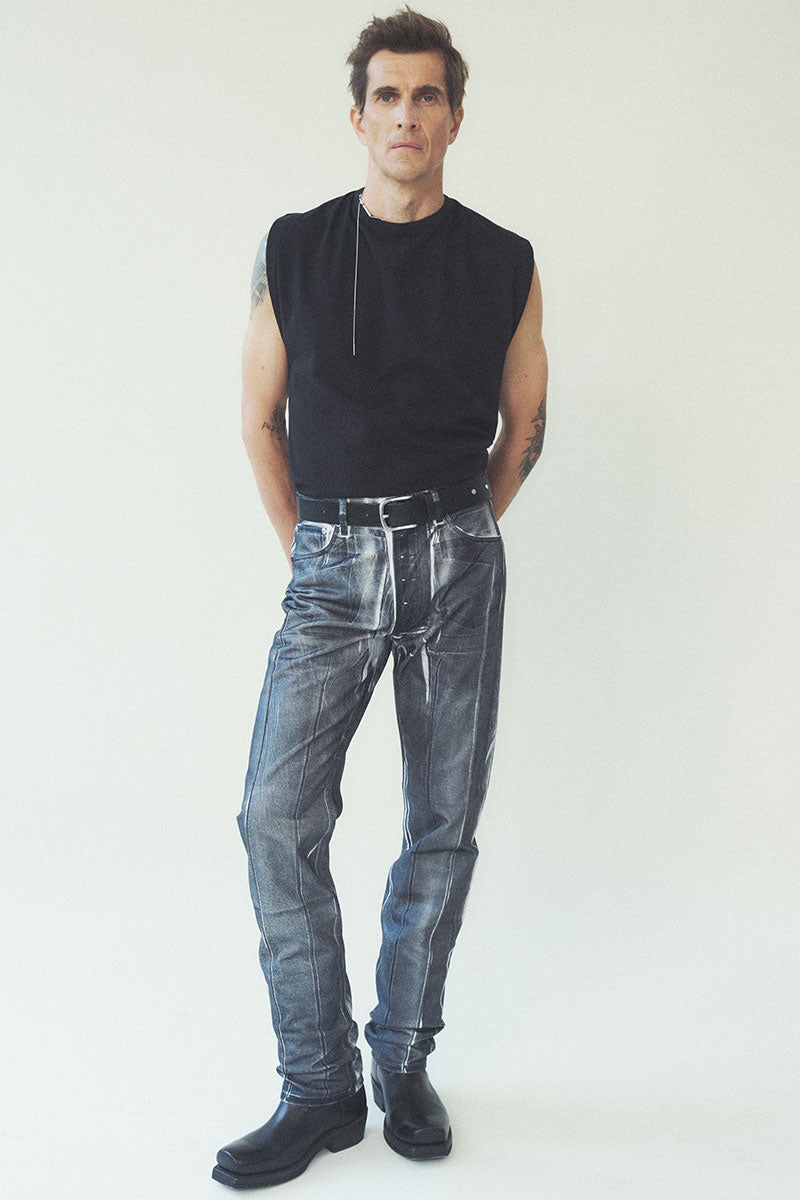 Black Overprinted Foil Cuboid Jeans
