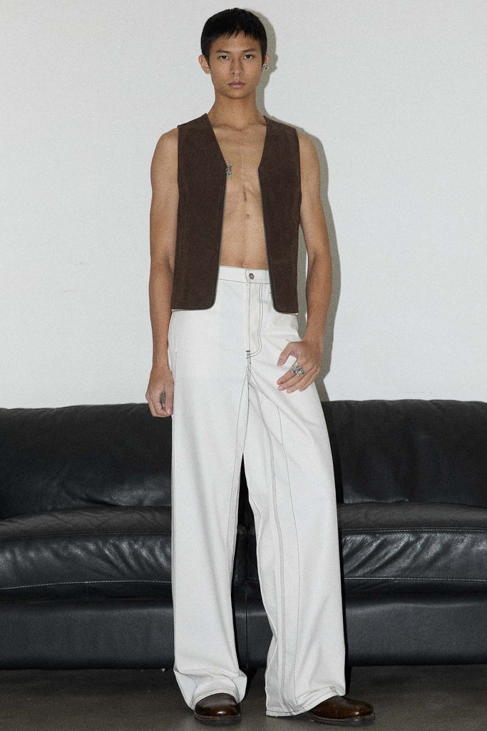 White Cuboid Wide Jeans