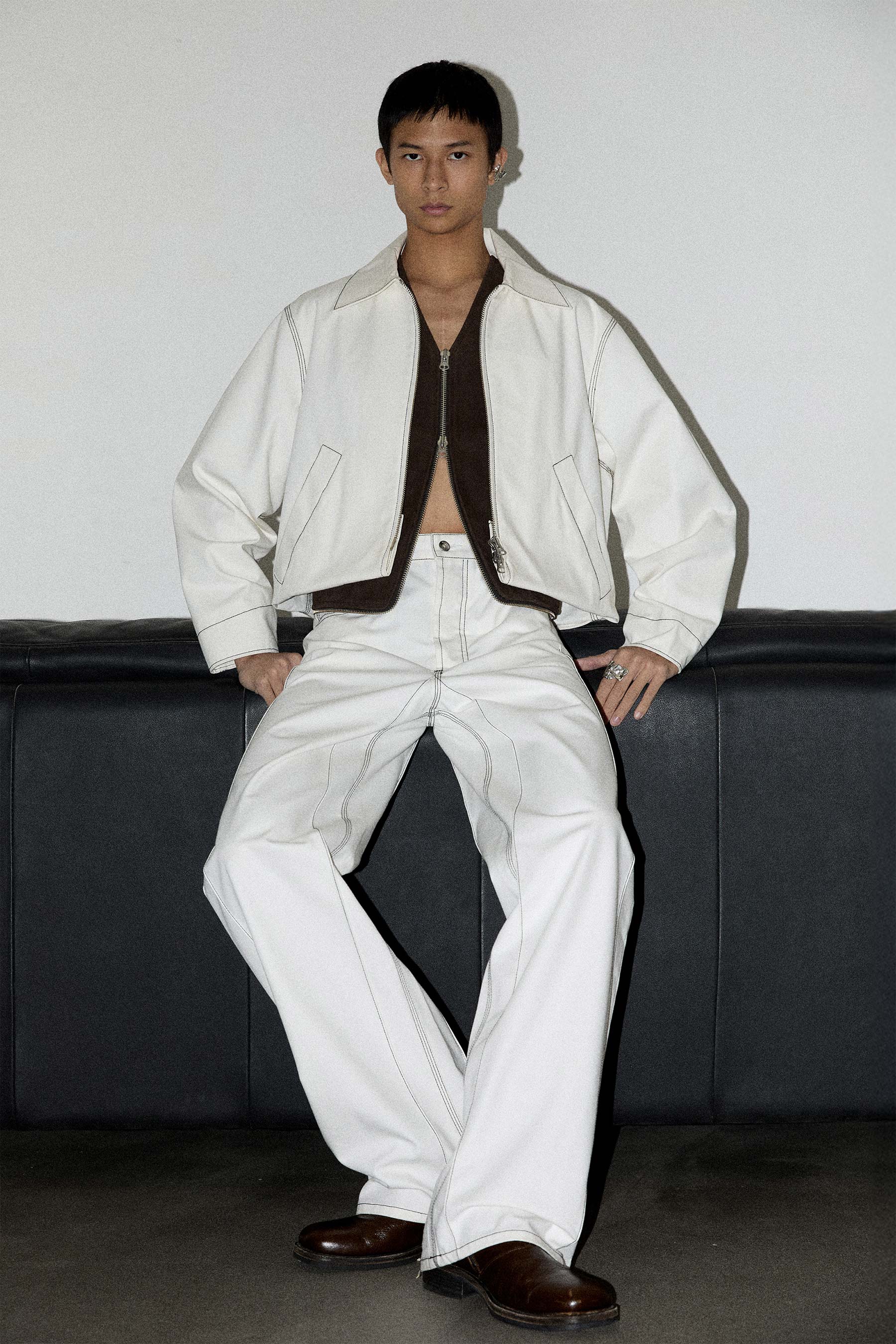 White Cuboid Wide Jeans