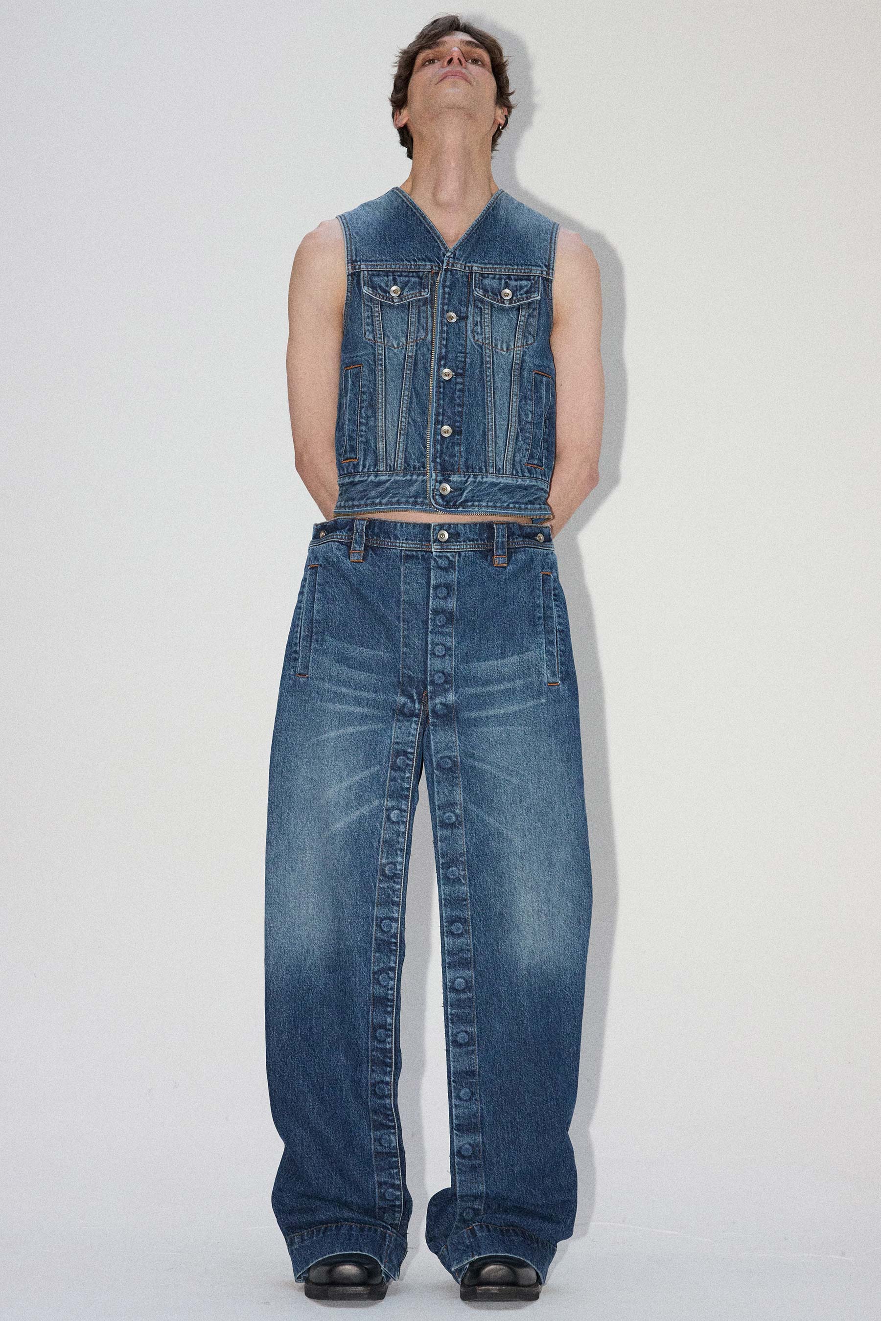 Blue Rectangle XY-plane Washed Denim Jeans