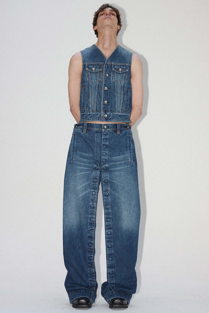 Blue Rectangle XY-plane Washed Denim Jeans