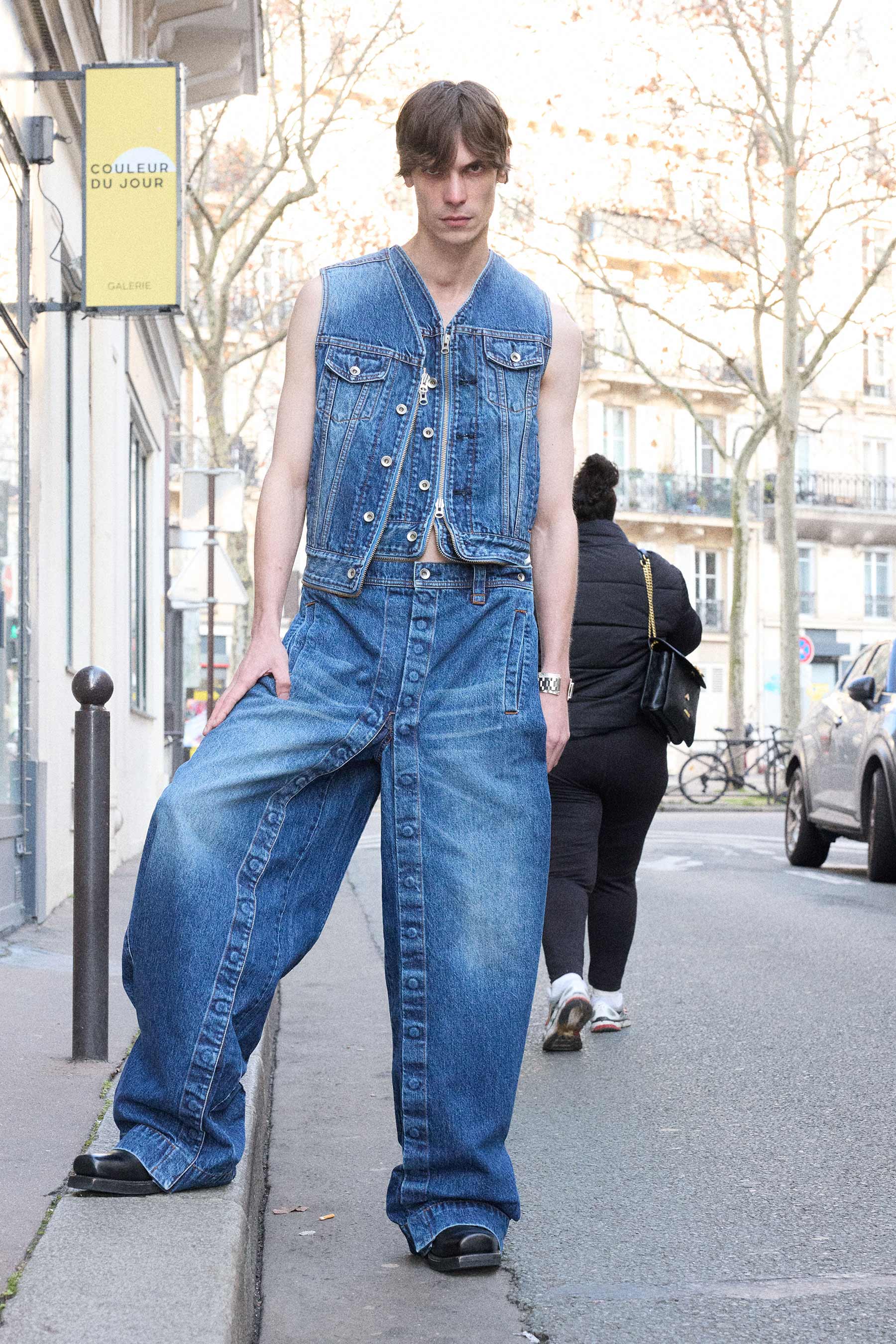 Blue Rectangle XY-plane Washed Denim Jeans