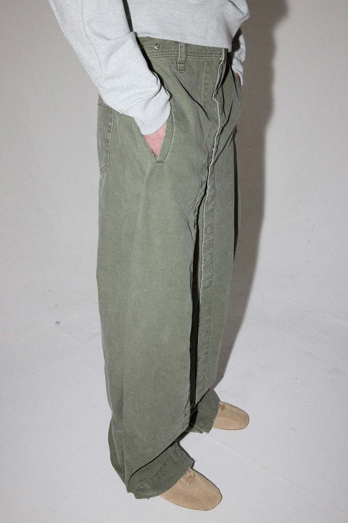 Khaki Green Rectangle XY-plane Washed Jeans