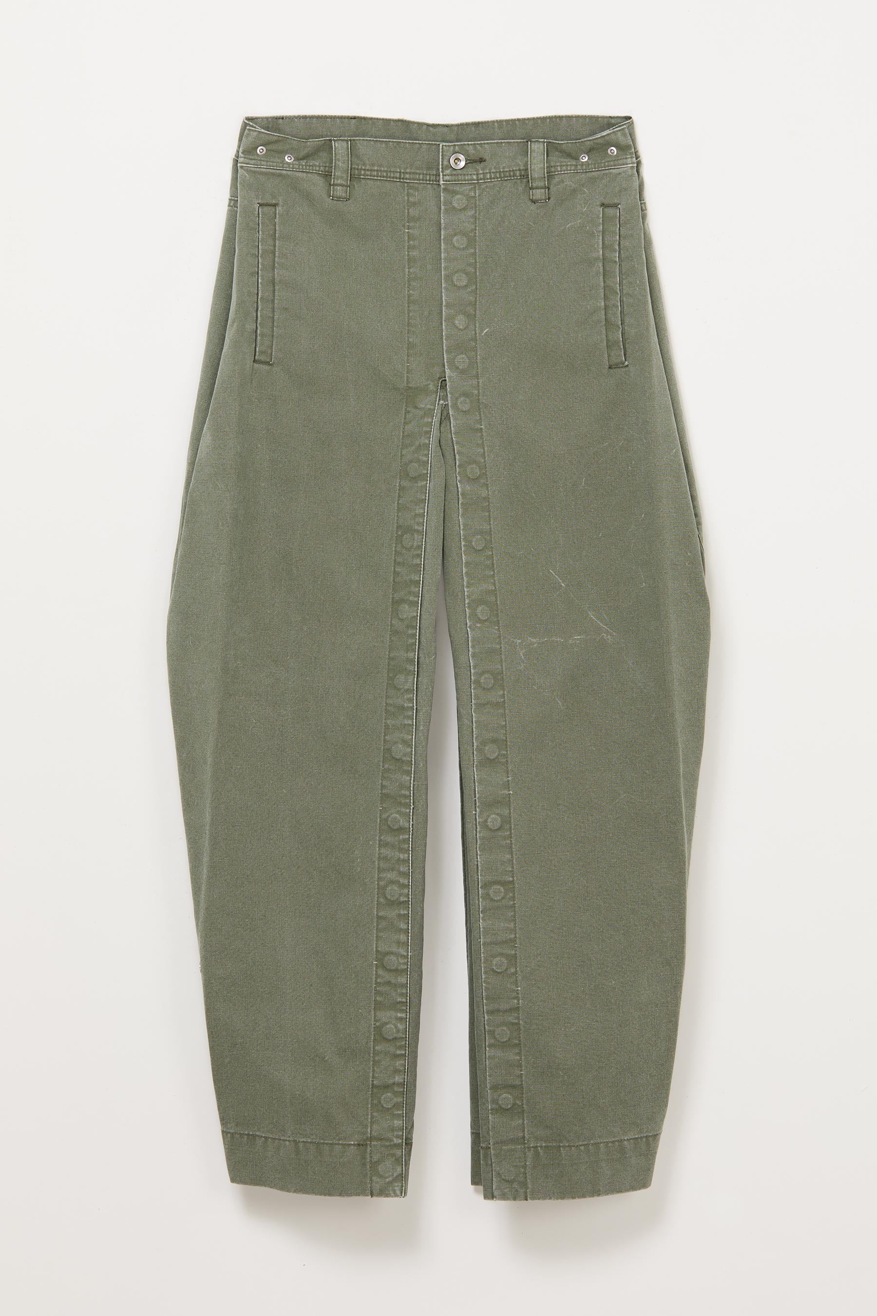 Khaki Green Rectangle XY-plane Washed Jeans
