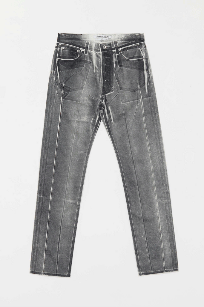 Black Overprinted Foil Cuboid Jeans