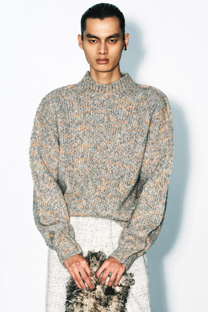 Grey Mockneck XY-plane Sweater
