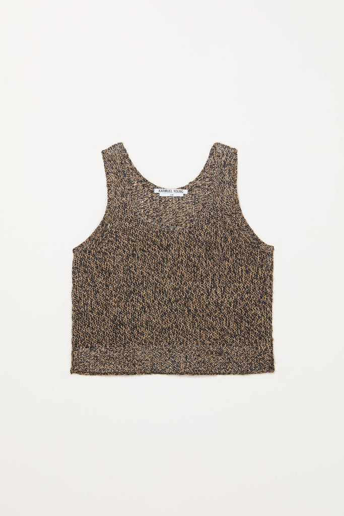 Brown Mixed U-neck Knit Vest