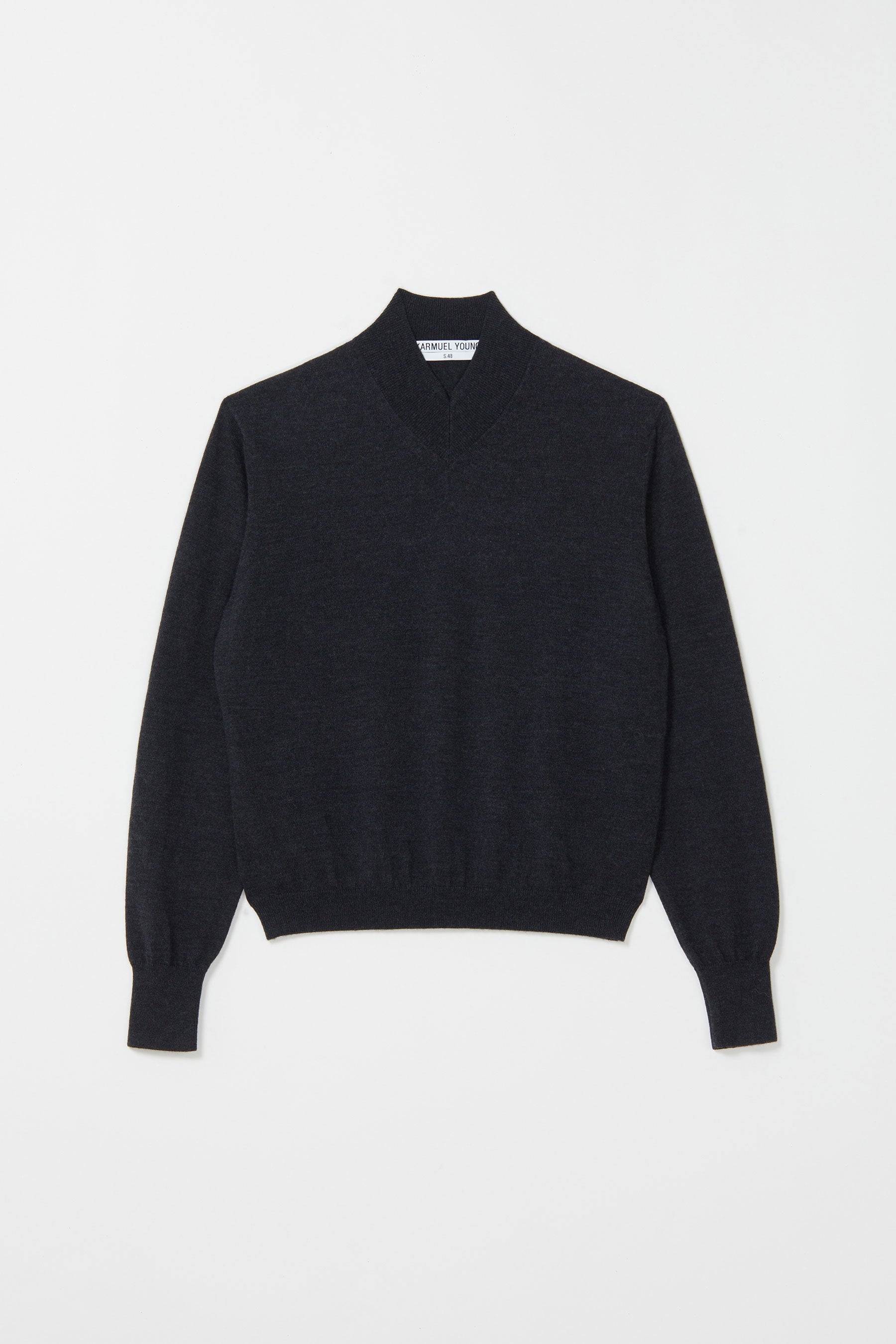 Dark Grey Merino Wool V-highneck Sweater