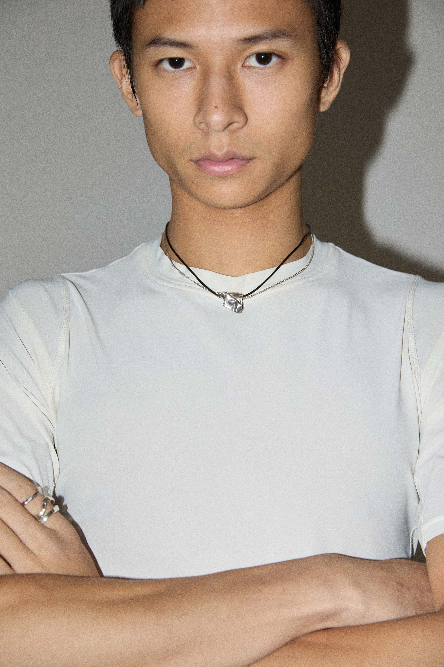 Mixed Double Necklace with Deflated Pendant