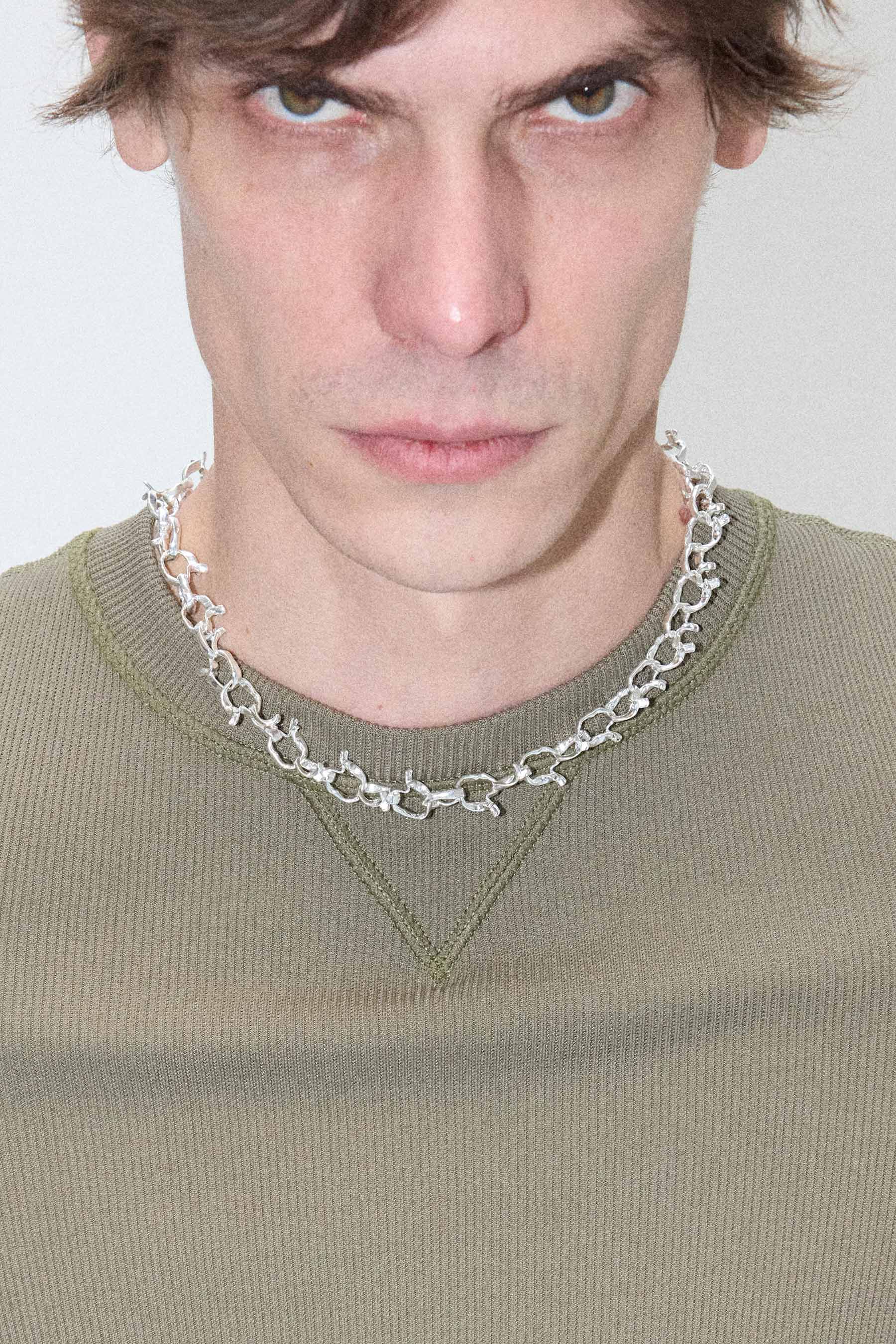 Hammer-crafted Silver Link Necklace, Large