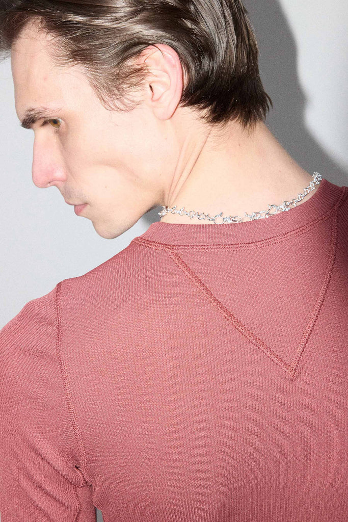 Hammer-crafted Silver Link Necklace, Slim
