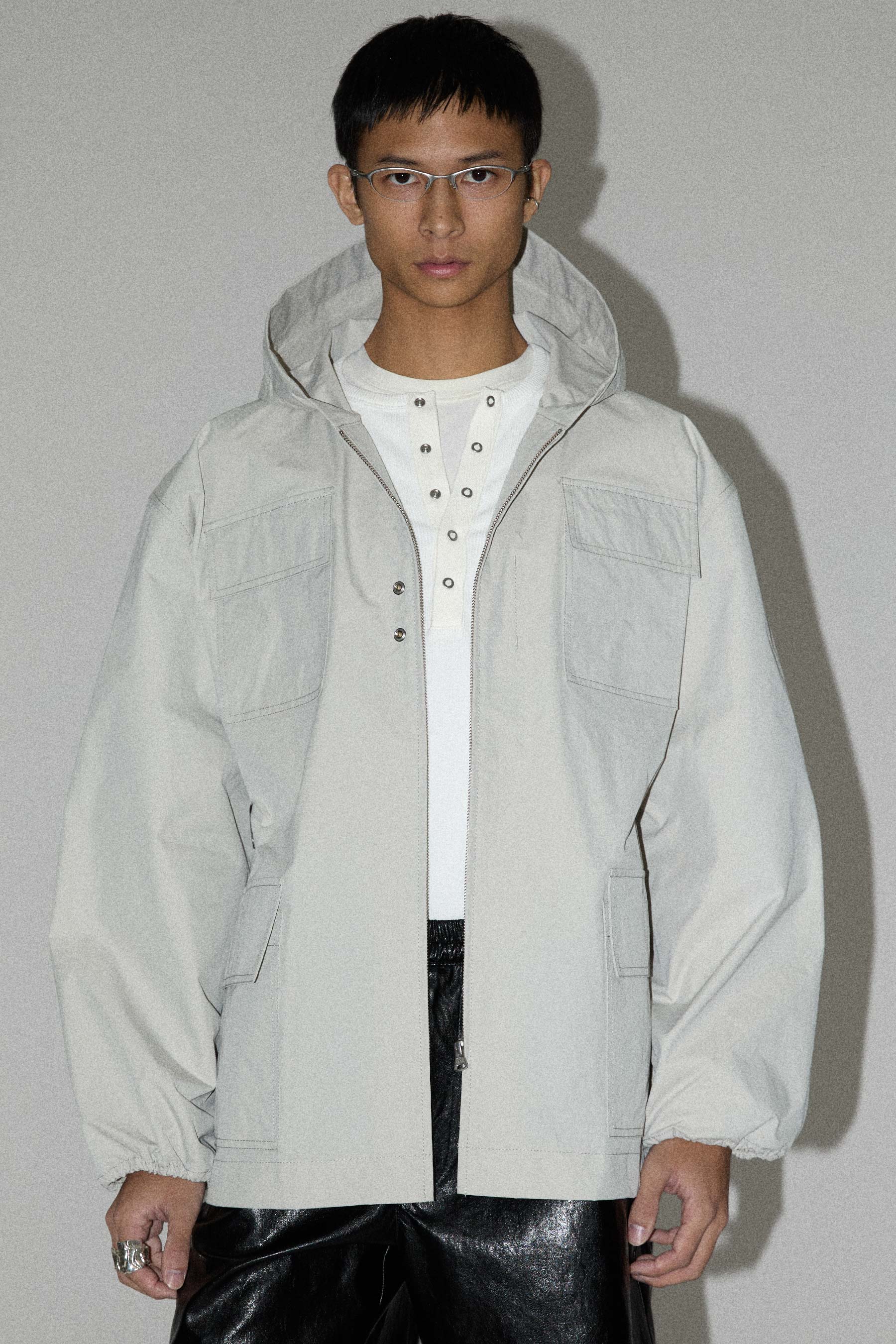 Grey Square Hooded Parka
