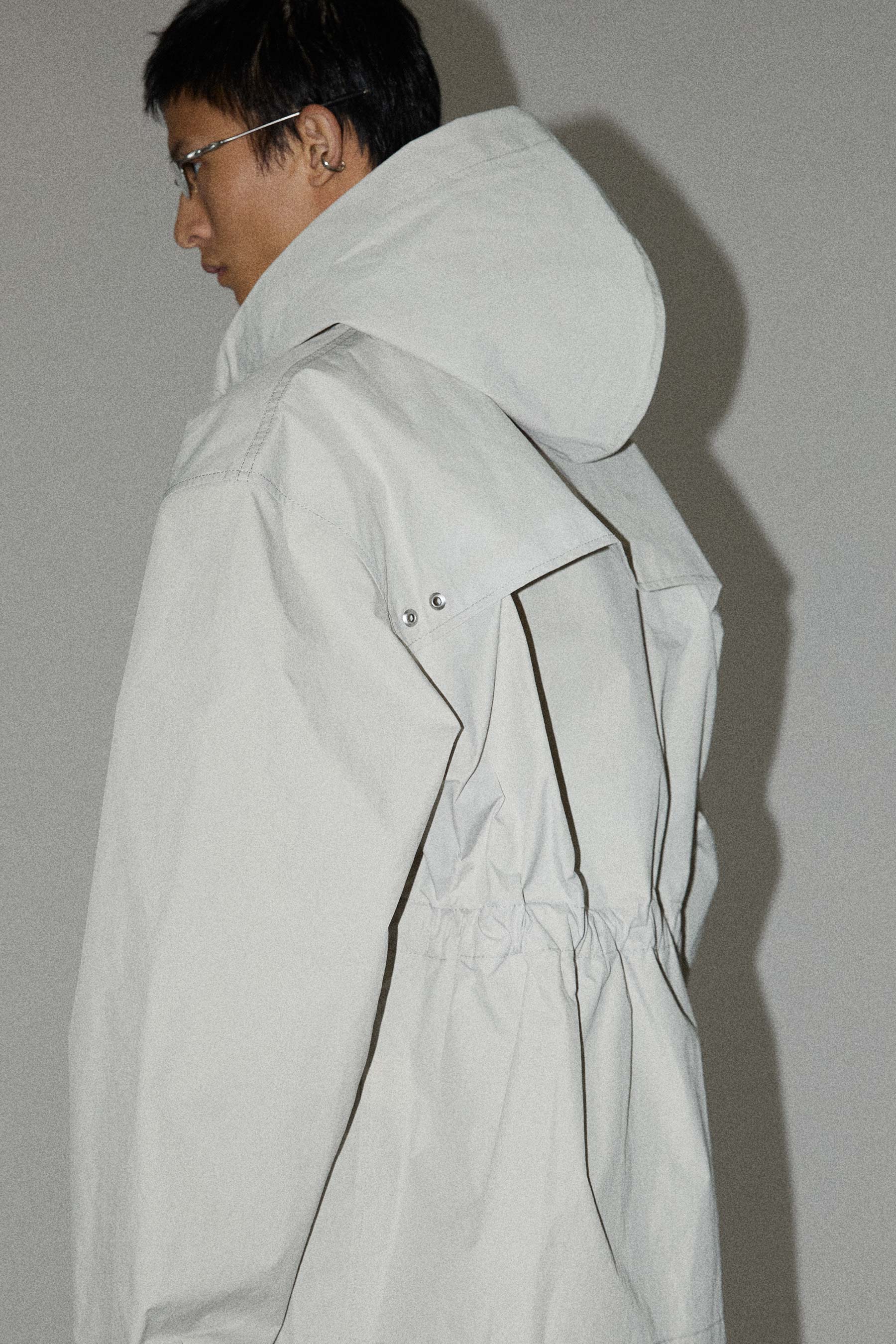 Grey Square Hooded Parka